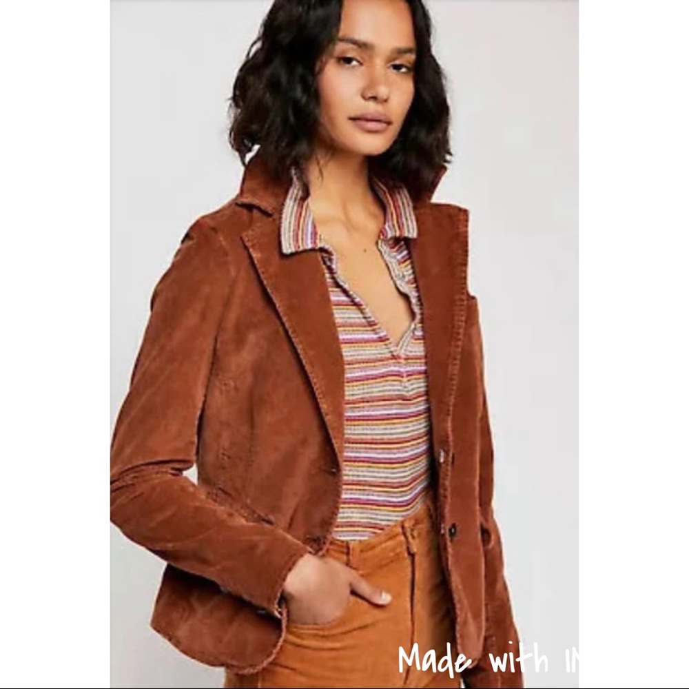 Free People brown corduroy cropped jacket